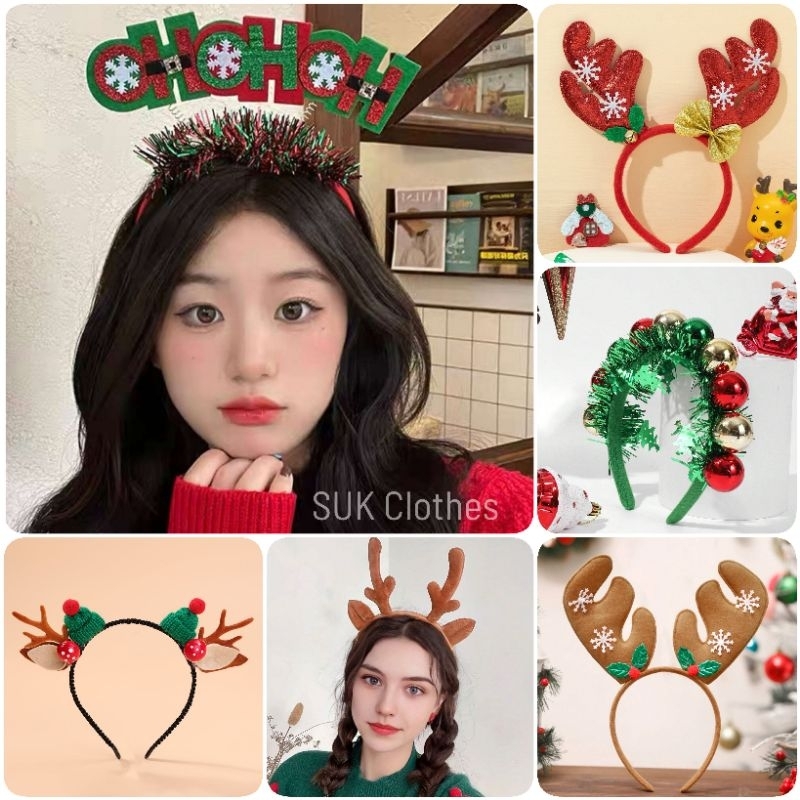 Christmas ที่คาดผมคริสต์มาส กวางแรนเดียร์ กิ๊บซานต้า เทศกาลคริสต์มาส