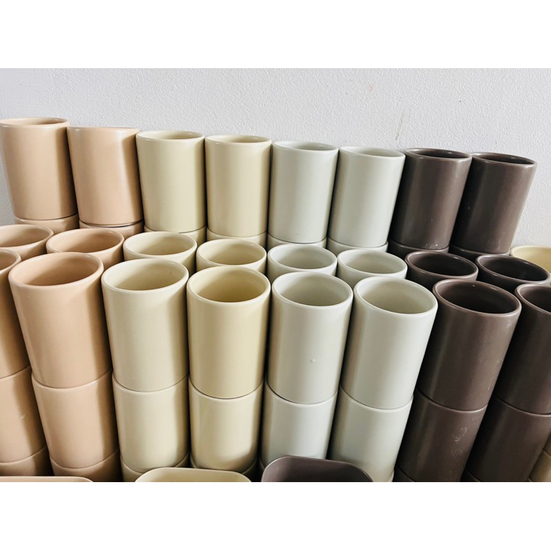 กระบอกเซรามิค แจกันเซรามิค สีพาสเทล กว้าง 3.8 นิ้ว สูง 5.5 นิ้ว