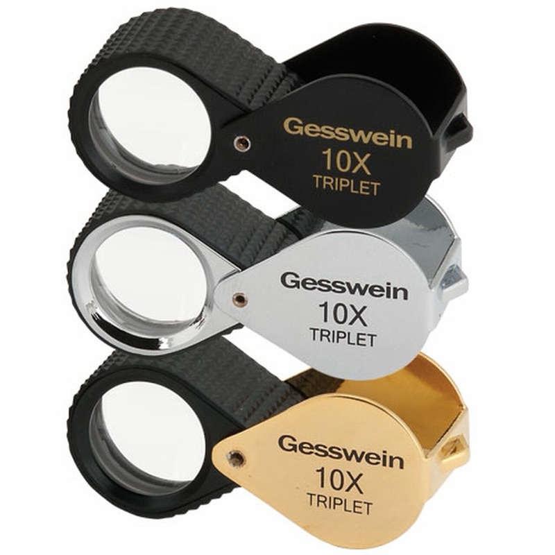 (ราคาต่อ 1 ชิ้น) Gesswein Loupe Triplet 10x 20.5MM Silver Rubber Grip แว่นขยาย กล้องส่องแหวน กล้องส่องพระ