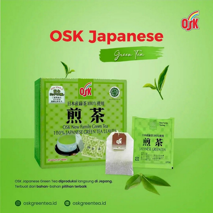 ชาเขียวญี่ปุนุ่OSK 100% Japanese Green Tea Product Of Japan HALAL(Tea bag) 50 pcsX2g