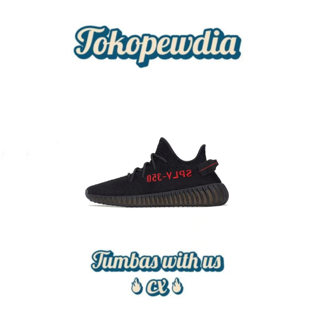 Adidas origins Yeezy Boost350V2 with black and red letters "Bred" for anti slip and wear reduction Shock low top sports