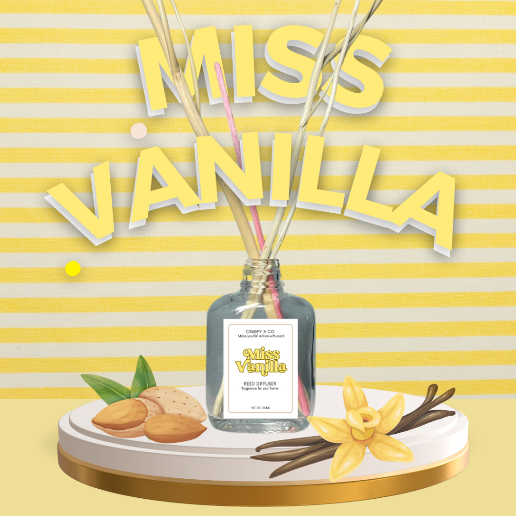 ก้านไม้หอม กลิ่น Miss Vanilla 🥞(ขนาด 30 ml.) ก้านไม้หอมปรับอากาศ Reed Diffuser ฟรี! ก้านไม้งากระจายกลิ่น