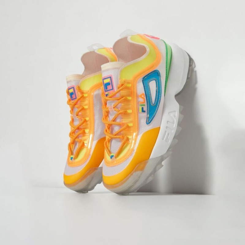 Fila Disruptor II TL ร้องเท้าผ้าใบผู้หญิง Sneakers 9 Colorful Transparent Details Neon WOMEN'S SHOES
