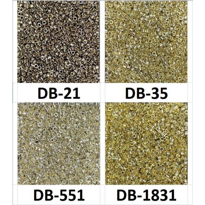 Delica 11/0 สีเงิน เม็ดบีด ลูกปัดแก้ว ทรงกระบอก Miyuki Beads