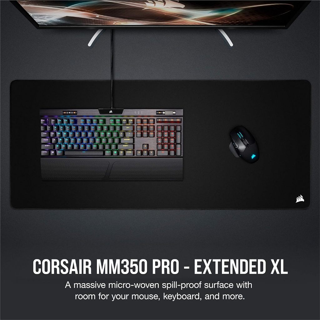 MOUSE PAD (เมาส์แพด) CORSAIR MM350 PRO PREMIUM SPILL-PROOF CLOTH GAMING MOUSE PAD - EXTENDED XL (BLACK) (CH-9413770-WW)