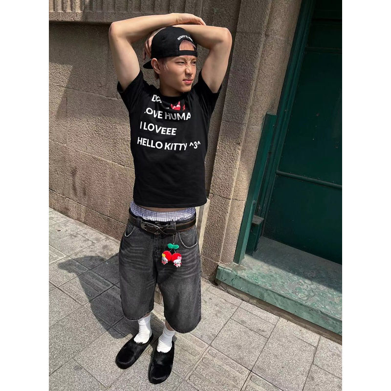 Spenzer.street | Y2K jorts กางเกงยีนส์ทรงกระบอก เสื้อผ้าแฟชั่น สตรีท ยังโอม y2k เกาหลี ฮิต 2023 มาใหม่