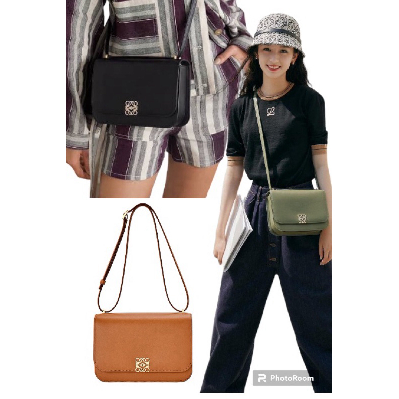 LO•EWE Goya anagram eather shoulder bag
