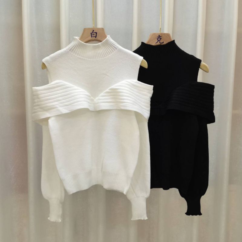 พร้อมส่ง เสื้อไหมพรมแขนยาวงานโชว์ไหล่ไหมพรมเนื้อดีผ้านุ่มเบาใส่สบายงานสวยดูแพงงานป้าย y.p.y