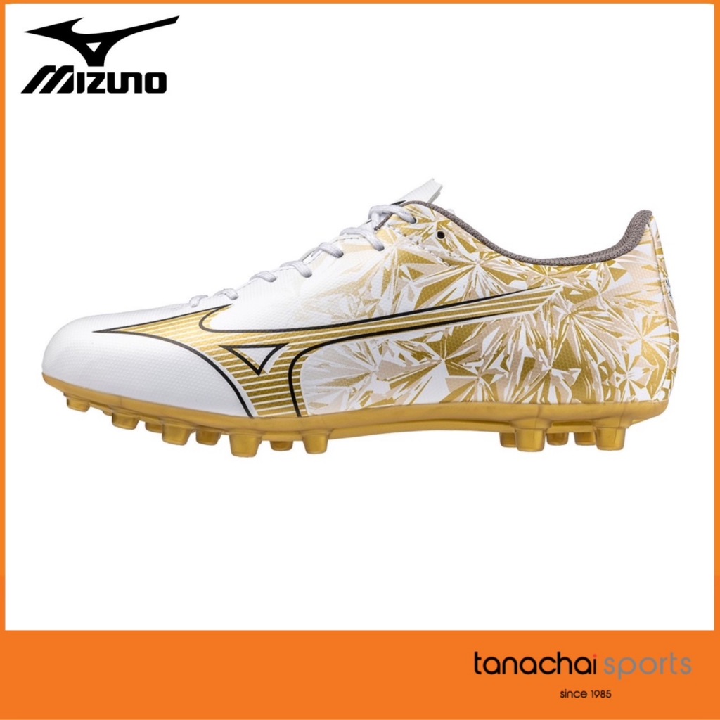 MIZUNO ALPHA SELECT AG รองเท้าฟุตบอล รองเท้าสตั๊ด ปุ่ม AG (เหมาะกับหญ้าเทียม) Prism Gold Pack ของแท้ 100%