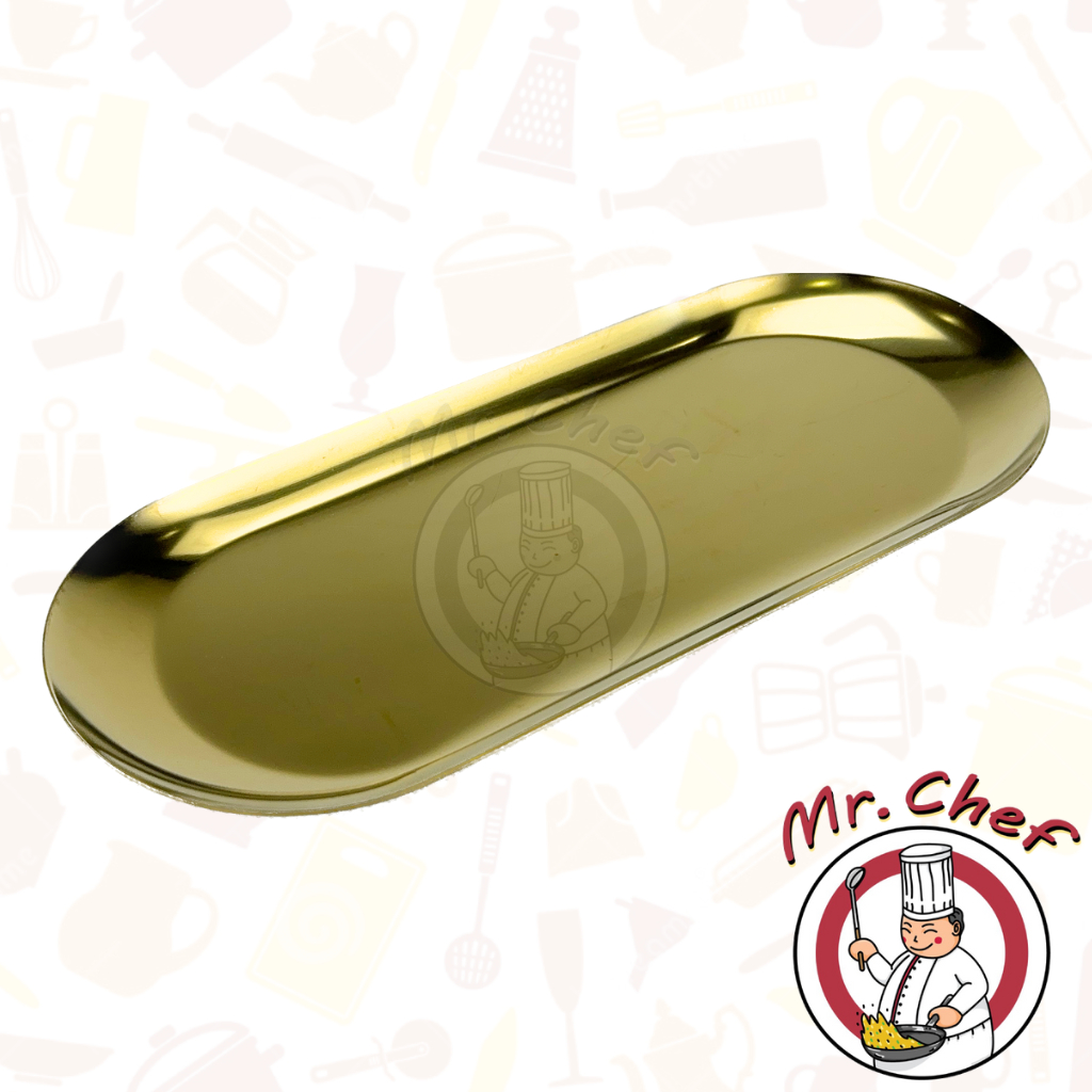 Mr.Chef [พร้อมส่ง] ถาดใส่อาหารสแตนเลส สไตล์เกาหลี ถาดอาหาร เนื้อ ผัก สีเงิน สีทอง