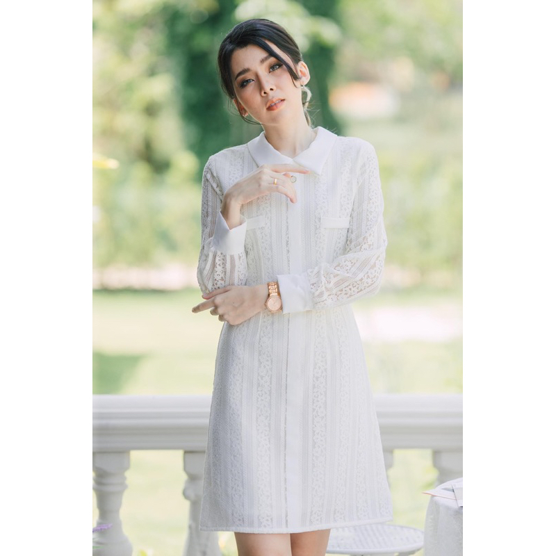 เดรส PYN brand สีขาว ไซต์ S (New ซื้อแล้วซักเก็บ)