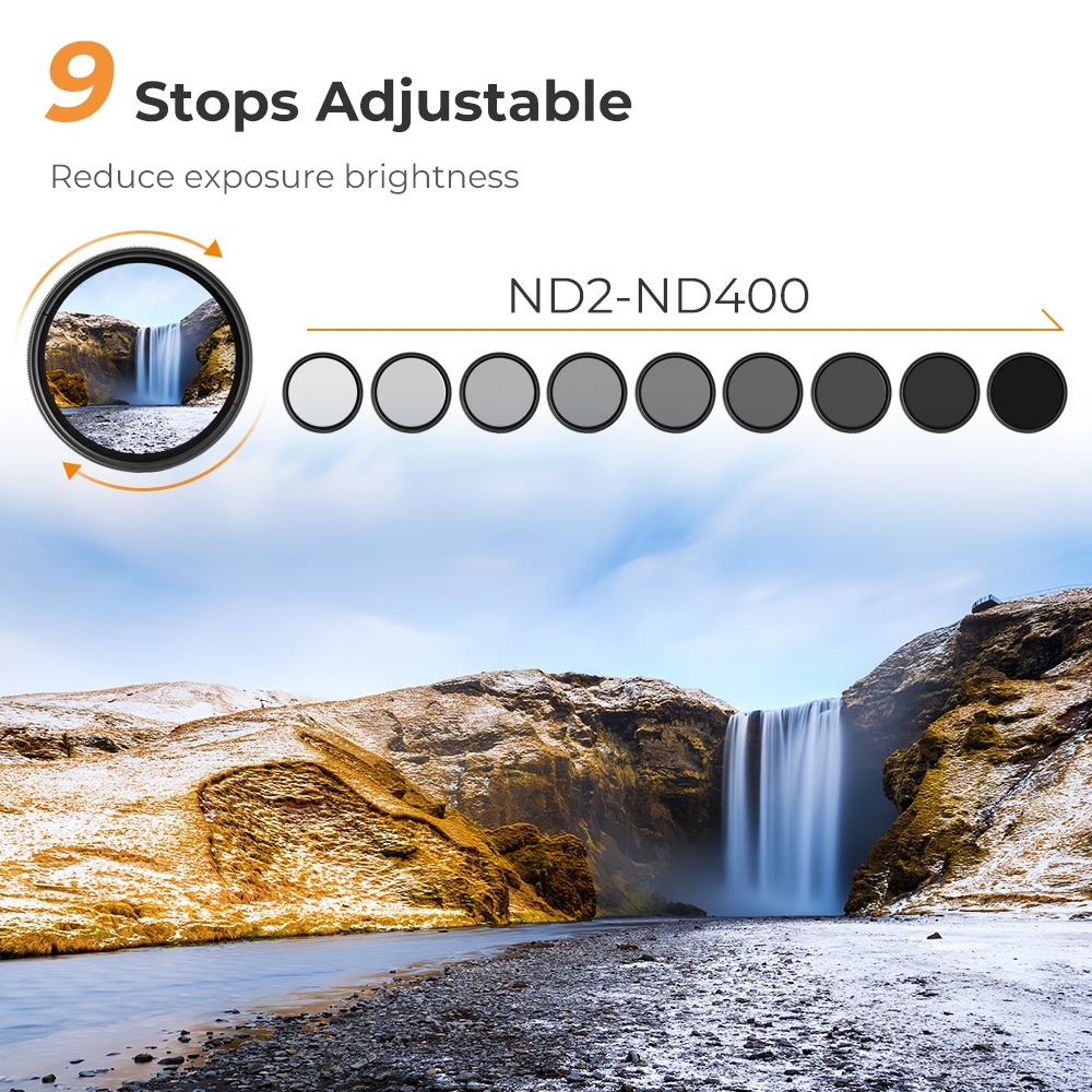 K&F ND2-ND400 Filter ฟิวเตอร์ลดปริมาณแสงชนิดปรับหมุนได้ Variable Fader Neutral Density ND Filter B Series ประกันศูนย์ไทย