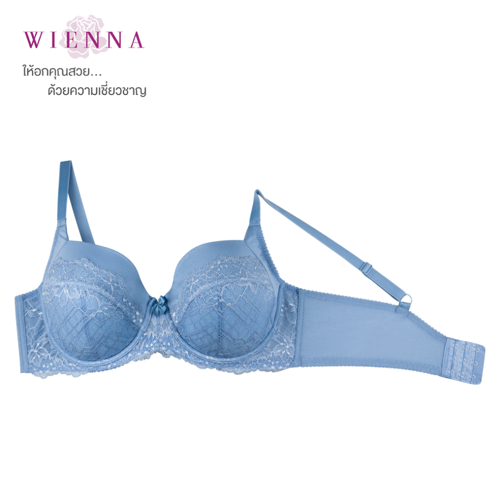 WIENNA เสื้อชั้นใน New Collection Blossom Bloom DB41940 ไซซ์ใหญ่ มีโครง สีเนื้อ สีฟ้า (Tulip Carnation)