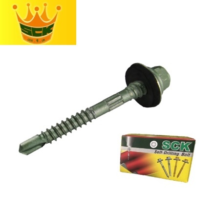 SCK น็อตปลายสว่าน เมทัลชีท C3S ทุกขนาดความยาว (100ตัว) น็อตยิงหลังคา น็อตยิงเมทัลชีท กัลวาไนซ์ แปรเหล็ก