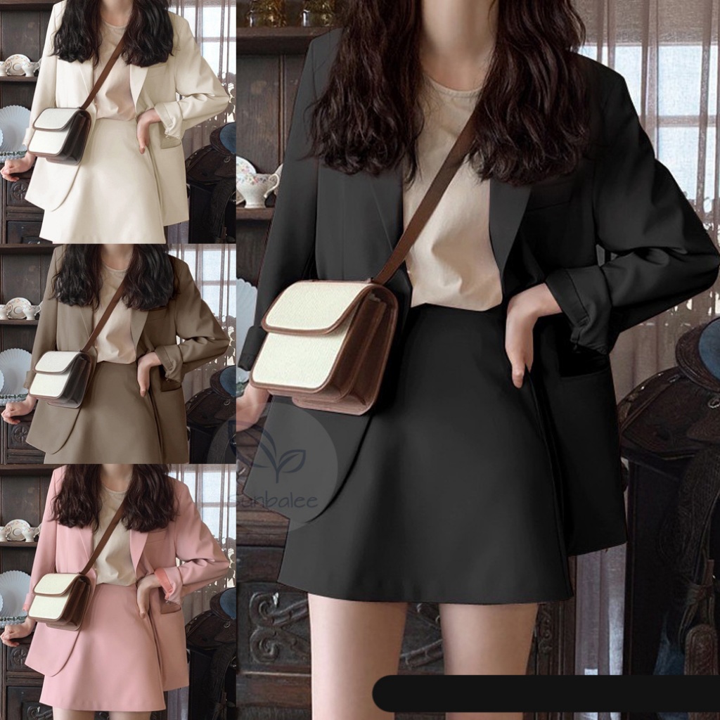 SUIT-4🖤 เสื้อสูท เซ็ตเสื้อ+กระโปรง เสื้อเบลเซอร์ คอปกสไตล์เกาหลี Blazers 4 สี 🖤SUNBALEE
