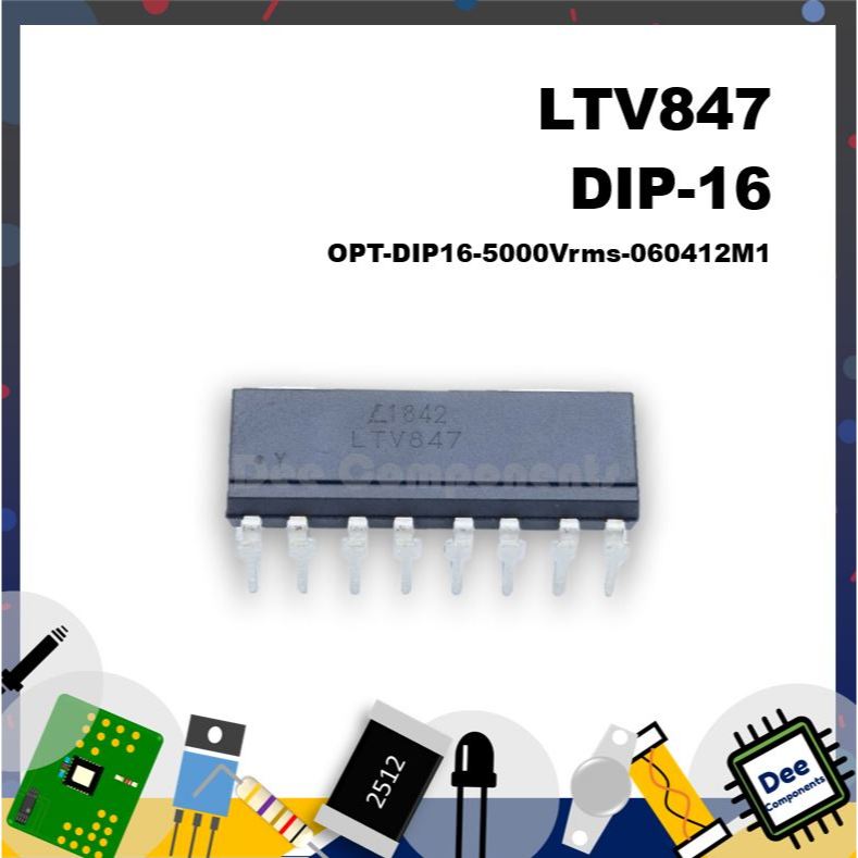 Lite-On LTV847 Optoisolator Transistor Output 5000Vrms 4 Channel DIP-16 OPT-DIP16-5000Vrms-060412M1