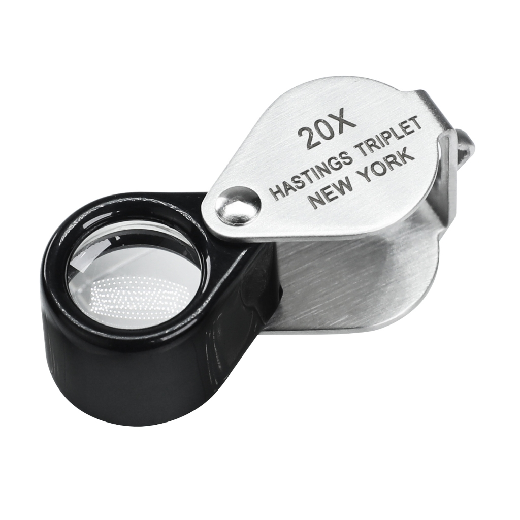 20x การขยาย Hasting เครื่องประดับ MINI Loupe แก้วแสง Triplet เลนส์สแตนเลสสตีลพับกระเป๋าแว่นขยายเครื่องมือแสตมป์และเหรียญ Hobbyists ช่างซ่อมนาฬิกา