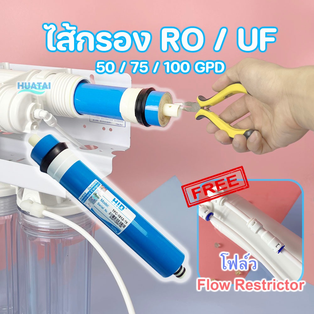 ไส้กรองน้ำ กระบอก RO/UF Membrane ขนาดมาตรฐาน 1812 / 2012 HID ฟรีจำกัดอัตราน้ำทิ้ง RO/UF membrane free Flow Restrictor