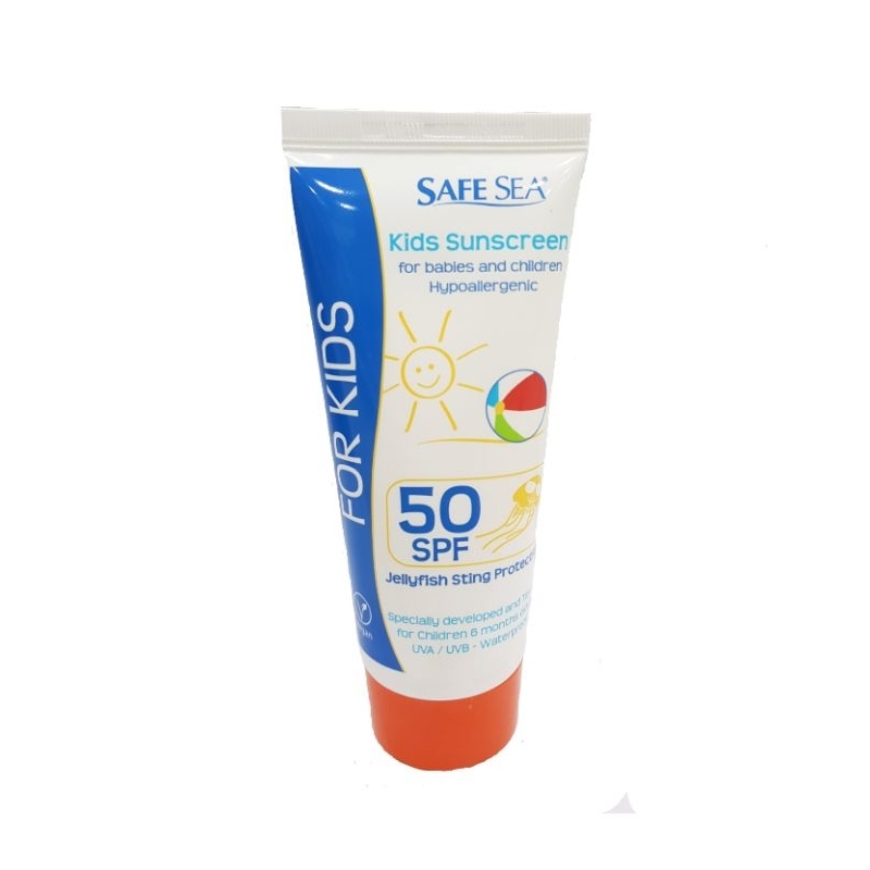 (หมดอายุ มิ.ย.2569) โลชั่นกันแดดสำหรับทารกและเด็ก spf 50 และป้องกันเข็มพิษแมงกะพรุน ( แท้ 100%) Safe sea Kid sunscreen