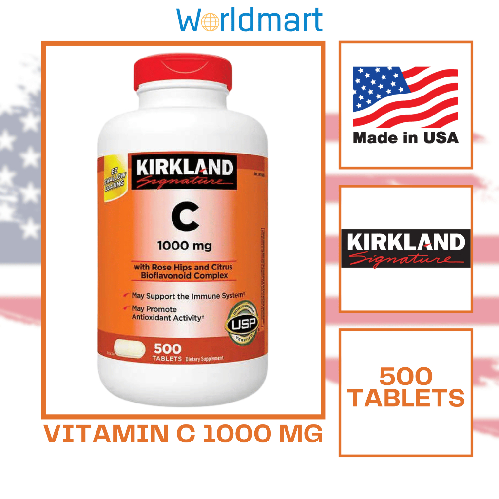 Kirkland Vitamin C 1000 mg 500 เม็ด วิตามินซี เคิร์กแลนด์ สินค้านำเข้าจาก USA ของแท้ 100%