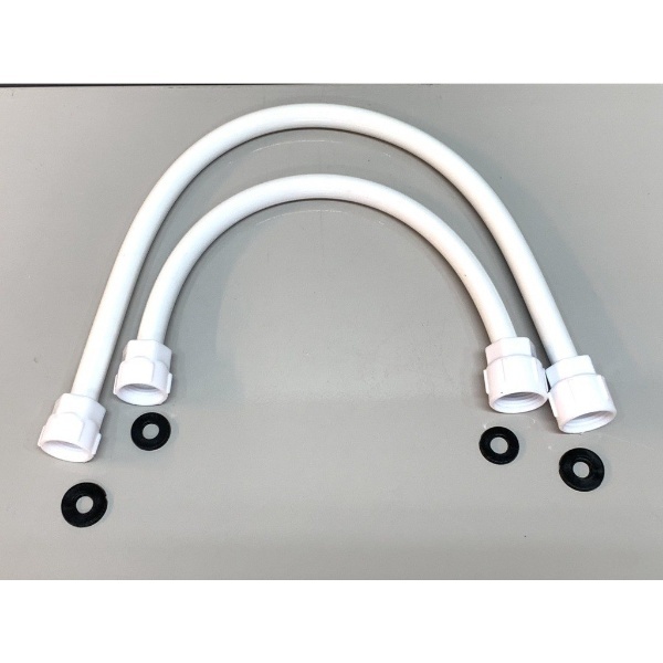 สายชักโครก เกลียว 1/2"(4หุน) x 5/8"(5หุน) พีวีซี สีขาว