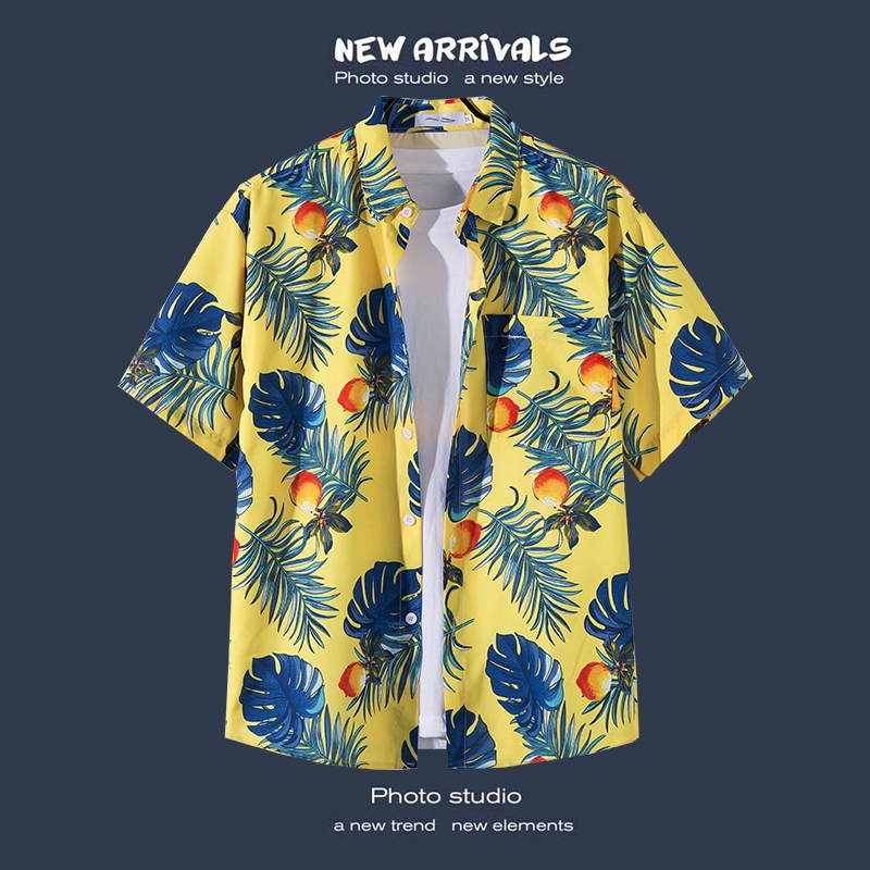 ชุดเสื้อฮาวาย กางเกงขาสั้น 2ชิ้น ลําลอง สไตล์ฮาวาย เสื้อลายใหม่ล่าสุด ใส่เที่ยวทะเลหรืออยู่บ้านชิลๆ