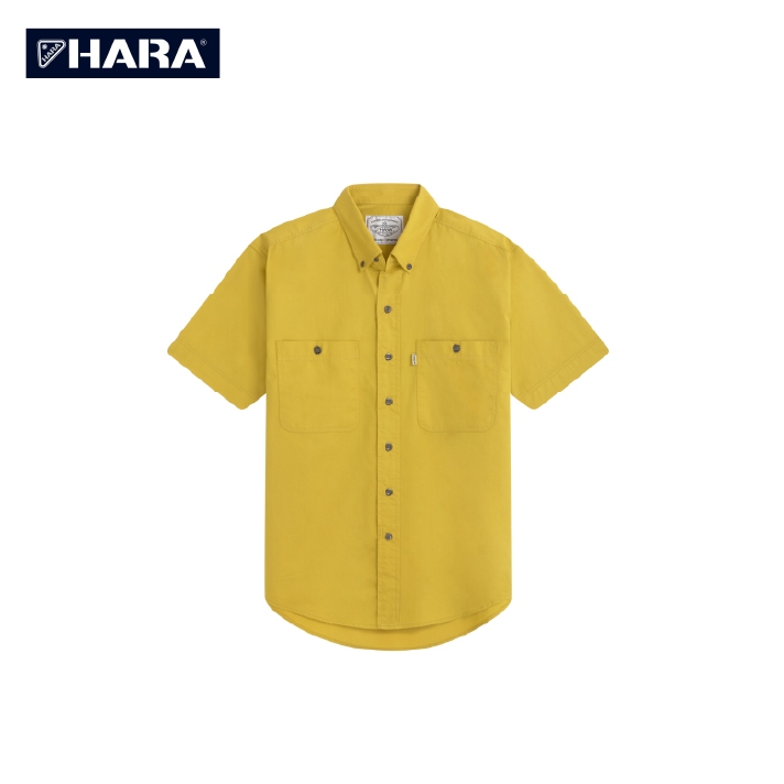 Hara เสื้อเชิ้ต Hara Classic สีเหลือง สองกระเป๋าพร้อมกระดุมเหล็ก HMGS-901626 (เลือกไซส์ได้)