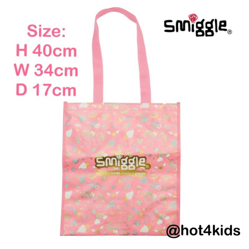 ✅ Smiggle ‼️sale‼️ สมิกเกอร์ Fiesta Reuse Me Small Reusable Bag กระเป๋าผ้า40*34*17 cm 💰จ่ายปลายทางได้💵ของแท้💯
