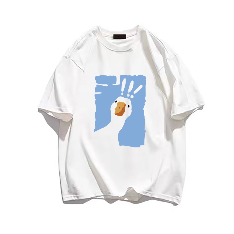 MKL พร้อมส่ง เสื้อยืดแขนสั้น ลายเป็ด ผ้าฝ้าย ขนาดใหญ่ โอเวอร์ไซซ์ 10 สี แฟชั่นสไตล์เกาหลี ไซซ์ M-3Xl #C015
