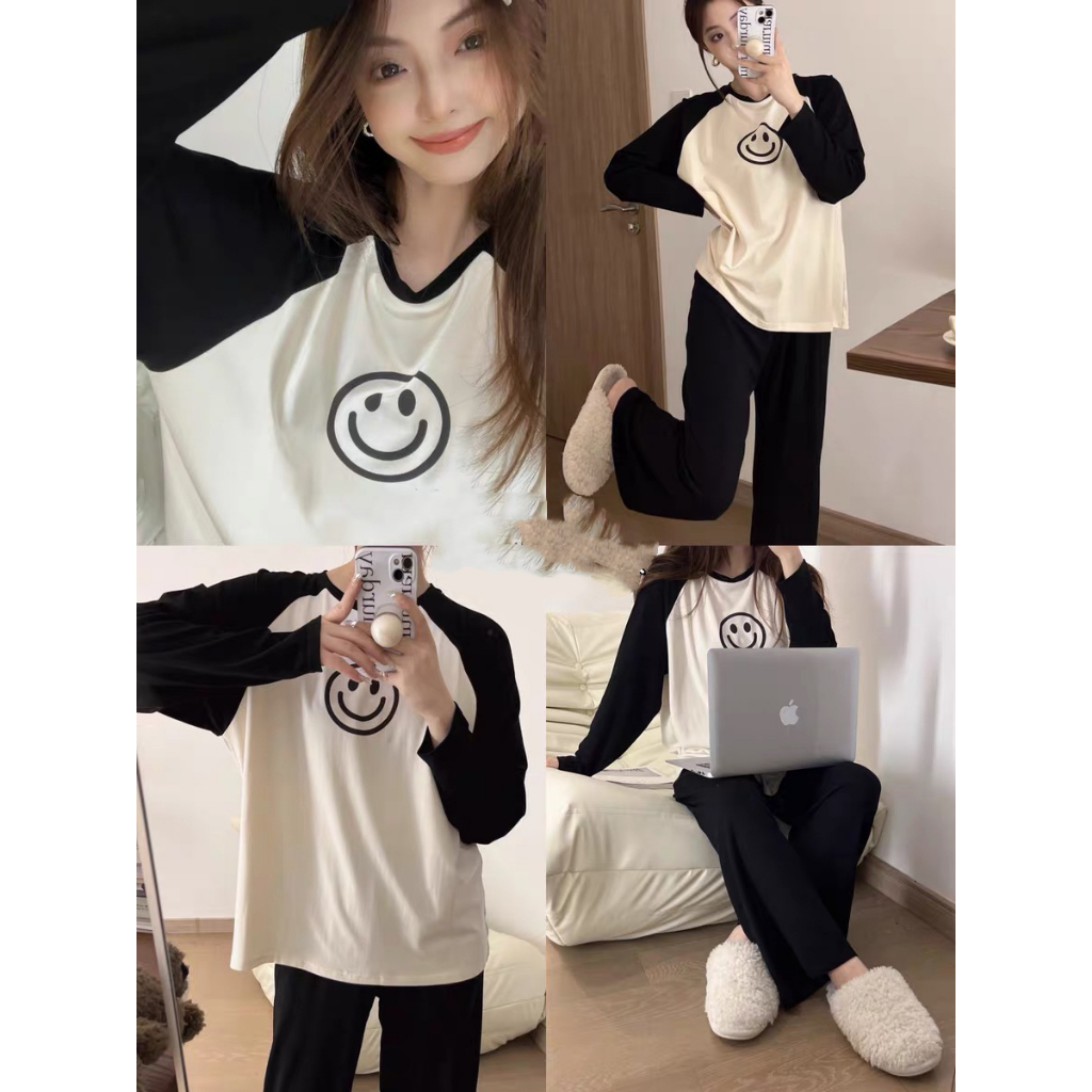 ผ้านิ่มใส่สบาย น่ารักแฟชั่นเกาหลีพร้อมส่ง ชุดนอนแขนยาว-ขายาว