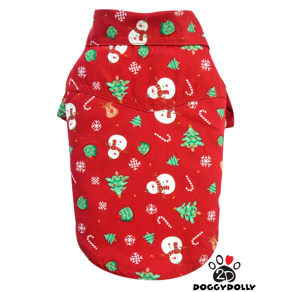 Pet cloths -Doggydolly เสื้อผ้าแฟชั่น คริสต์มาส สัตว์เลี้ยง หมาแมว เชิ๊ต สีแดง ขนาดไซส์ 1-9 โล S166