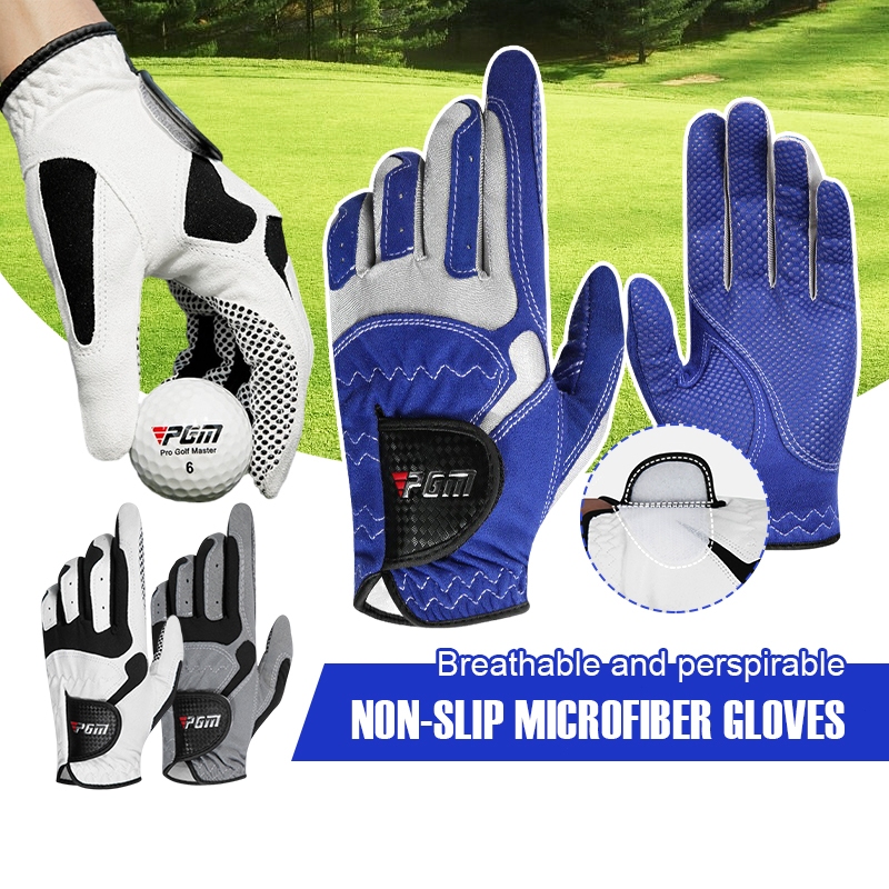 ถุงมือกอล์ฟ ถุงมือกอล์ฟผู้ชาย สําหรับฝึกเล่นกอล์ฟ กันลื่น ระบายอากาศ สีขาว น้ำเงิน เทา