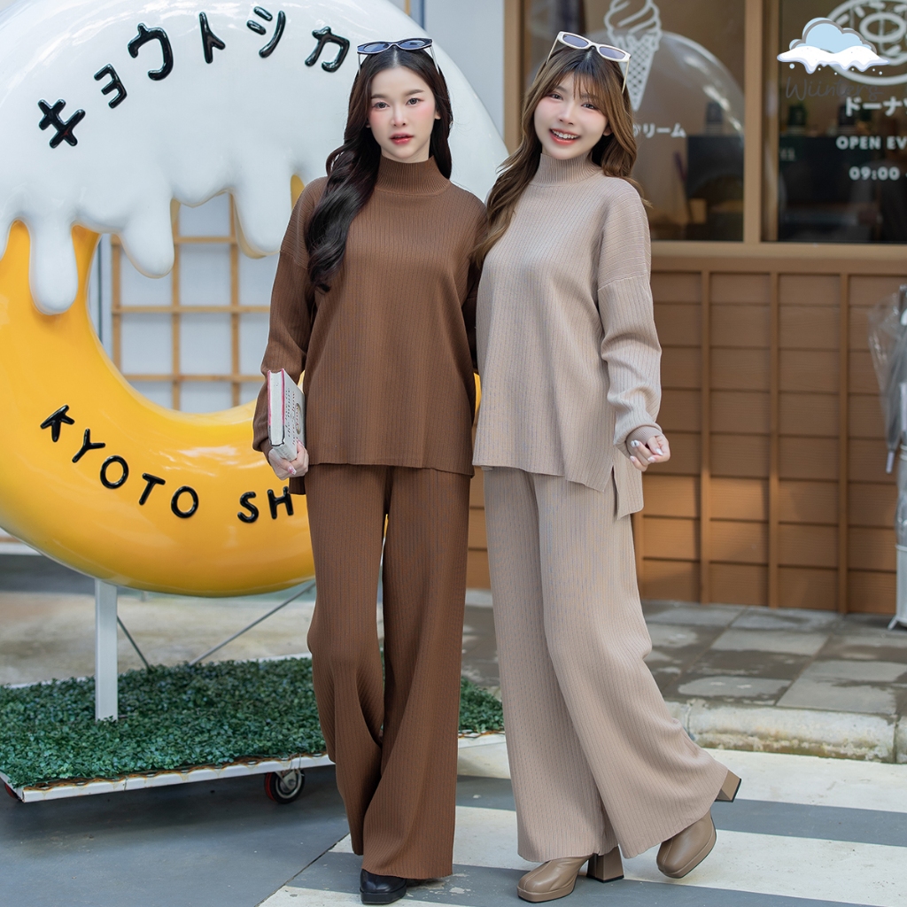 [ Honey Airport Look Set - F23 ] 4 สี I ชุดเซ็ท เสื้อไหมพรมคอเต่า เสื้อคอเต่า + กางเกงไหมพรม ขายาว /