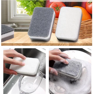 ฟองน้ำ 3 ชั้น​ ฟองน้ำล้างจาน สำหรับล้างจาน​ แก้ว ขัดหม้อ​ กระทะ ไม่ทำลายเคลือบผิว 1 ชิ้น 181F