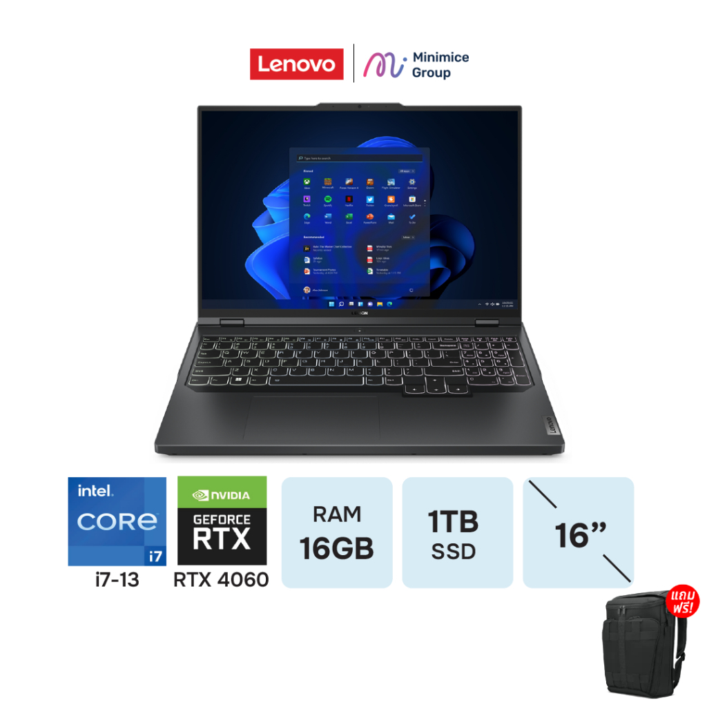 [ผ่อน0%10เดือน]Lenovo Legion Pro 5/i7-13700HX/16GB/1TB/16IRX8-82WK0013TA/Notebookโน๊ตบุ๊ค By Minimice
