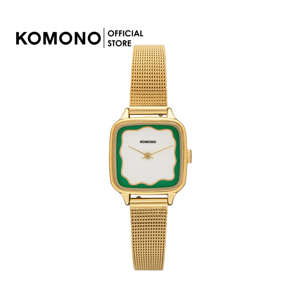 KOMONO Watch Kate Wave Royale Gold Mint นาฬิกาแฟชั่น/ทำงาน ทรงสี่เหลี่ยมเล็ก สีทองเขียว