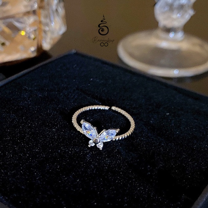 ✨ผ่านพิธี✨แหวนมูรุ่น butterfly เสริมดวงความรัก ความสุข โชคลาภ🦋เงินแท้92.5% ประดับเพชร cz