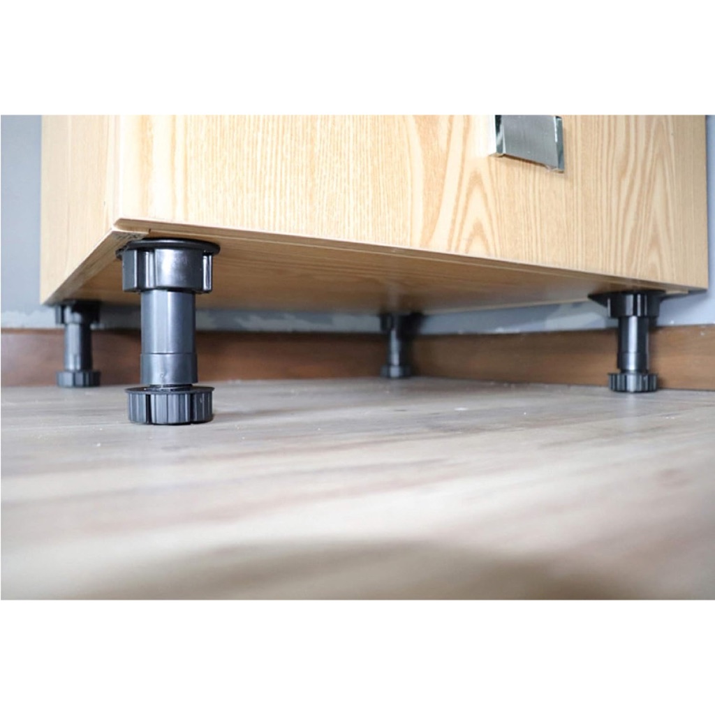 (1ชุด=4ขา) ขาตู้ครัวพลาสติก ขาตู้เฟอร์นิเจอร์ ปรับระดับ ขนาด 60-150มม พลาสติกดำ รับน้ำหนักได้ ขาปรับระดับตู้ - รูปที่ 3