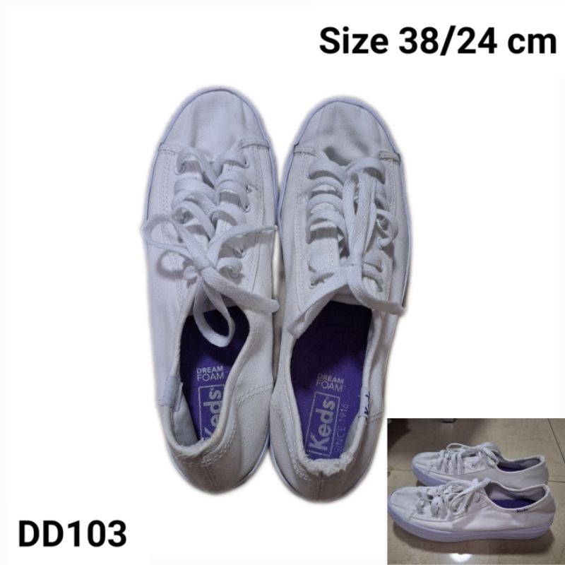 (DD103) มีตำหนิ* รองเท้าผ้าใบมือสอง ส้นหนา Size 38/24 cm : Keds