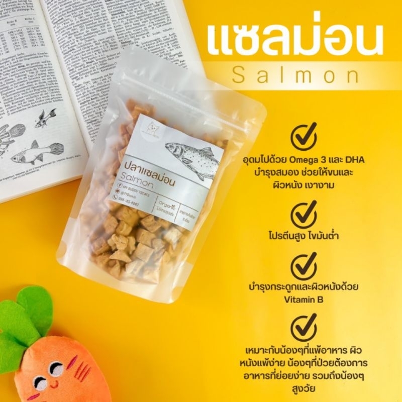 เเซลม่อนเต๋า ฟรีซดราย ซื้อ10เเถม1