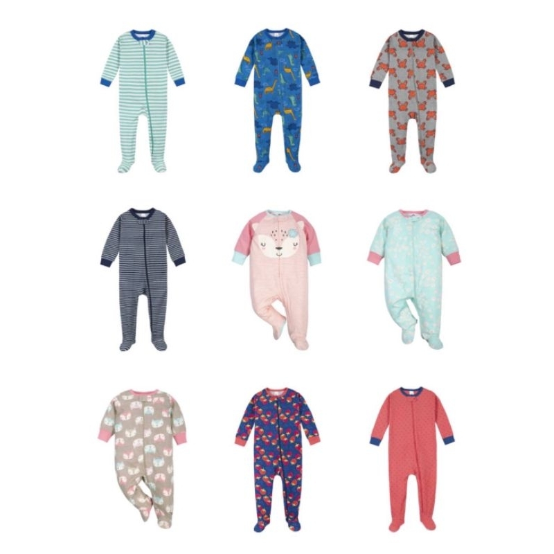 ชุดนอนเด็ก ชุดหมีคลุมเท้าไซส์3เดือน-2ขวบ(ชุด1)