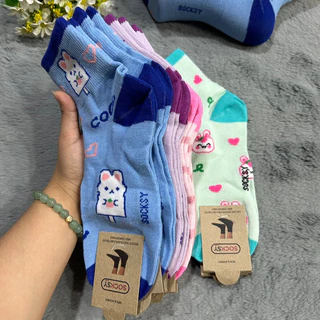 ถุงเท้าผู้หญิงลายการ์ตูนข้อกลางสีสดใส่ ยกโหล 12คู่ 119฿ คู่ละ9฿ ขนาดฟรีไซส์(37-45) สินค้าคละลายผ้าหนา ผ้านิ่ม ใส่สบายจ้า