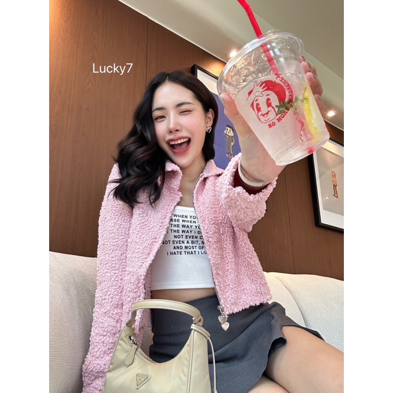BY IRA Mashmellow Cardigan เสื้อไหมพรมคาร์ดิแกนคอปกแขนยาวซิปหัวใจ2หัว เนื้ป้าเลียนแบบขนแกะ น่ารัก ราคา ถูกที่สุด ดีลบีเคเค แกลเลอรีภาพที่ 8