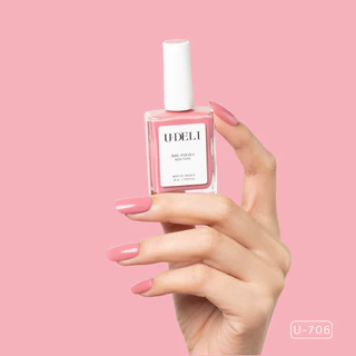 สีทาเล็บกึ่งเจล (ไม่อบ) U-DELI U-706 Vegan Nailpolish ไร้กลิ่นฉุน สีชมพูสุดหวาน สีทาง่าย ลื่น เงา