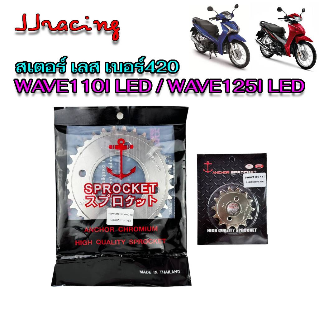 ชุด 3 ชิ้น โซ่ + สเตอร์หน้า + สเตอร์หลัง 420 ตราสมอ สเตอร์เวฟ110i WAVE110I 2019-2024 WAVE125I-2018-2024 ปลาวาฬ SUPER CUP - รูปที่ 2