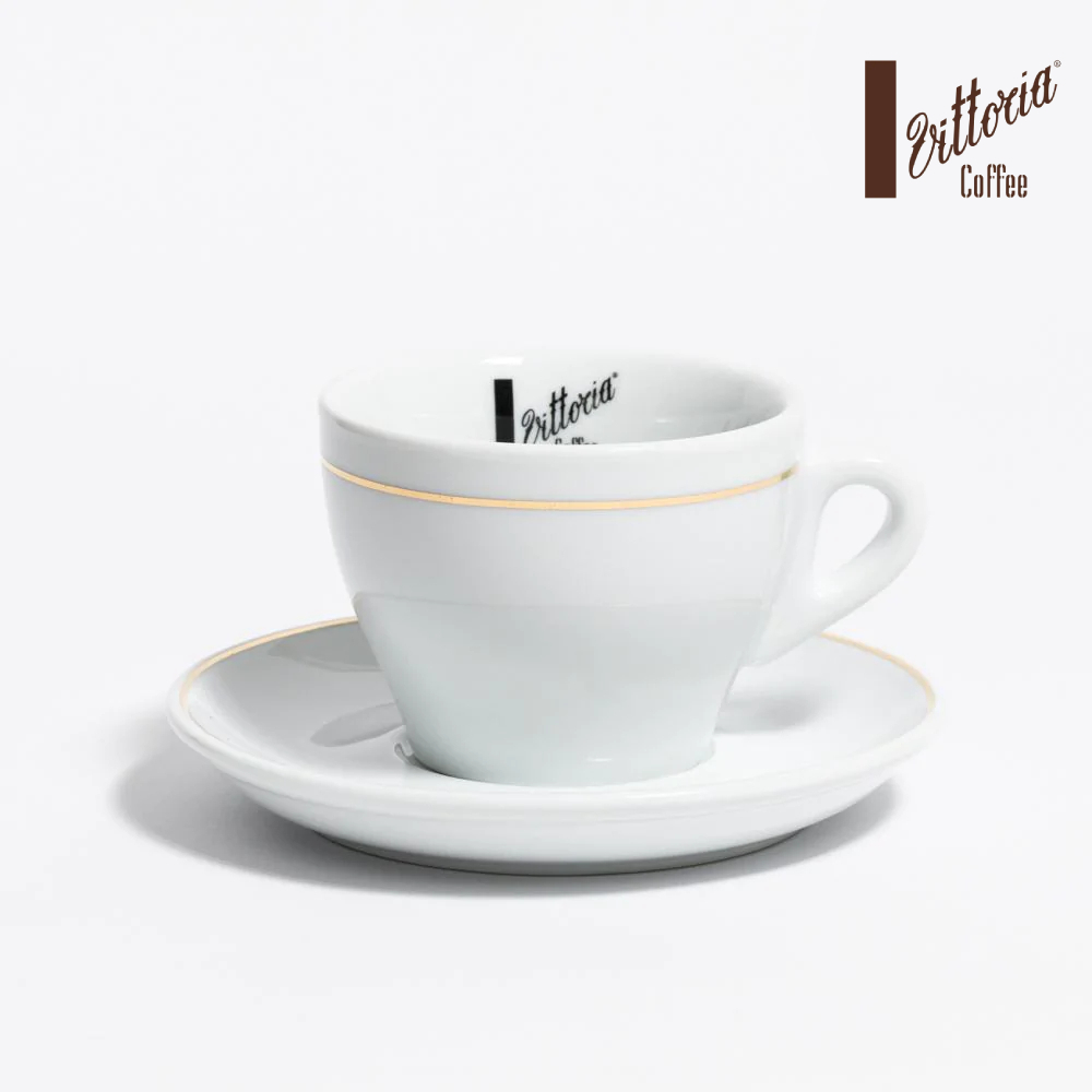 Vittoria Cappuccino White Round Gold Rim 1 Set ถ้วยกาแฟ พร้อมจานรอง 1 ชุด