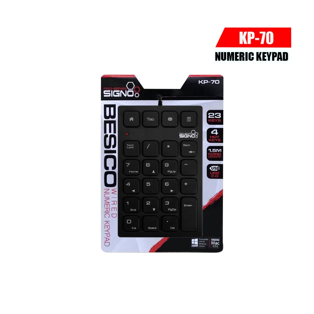 SIGNO KP-70 Wired Numeric Keypad BESICO คีย์บอร์ดตัวเลข มีสาย