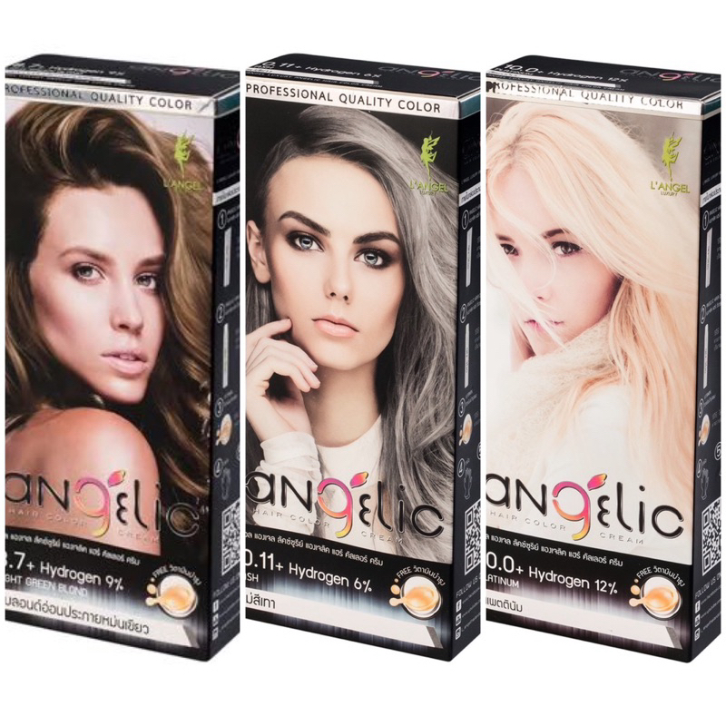 👩🏻‍🦳 โฉมเก่าครีมเปลี่ยนสีผมถาวร โทนสีเทา สีหม่น L'ANGEL Luxury Angelic Hair Color Cream 100 มล