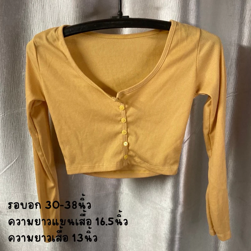 เสื้อครอปมือสอง แขนสั้น แขนยาว ลายดอก ลายสก็อต ซีทรู thumbnail 5