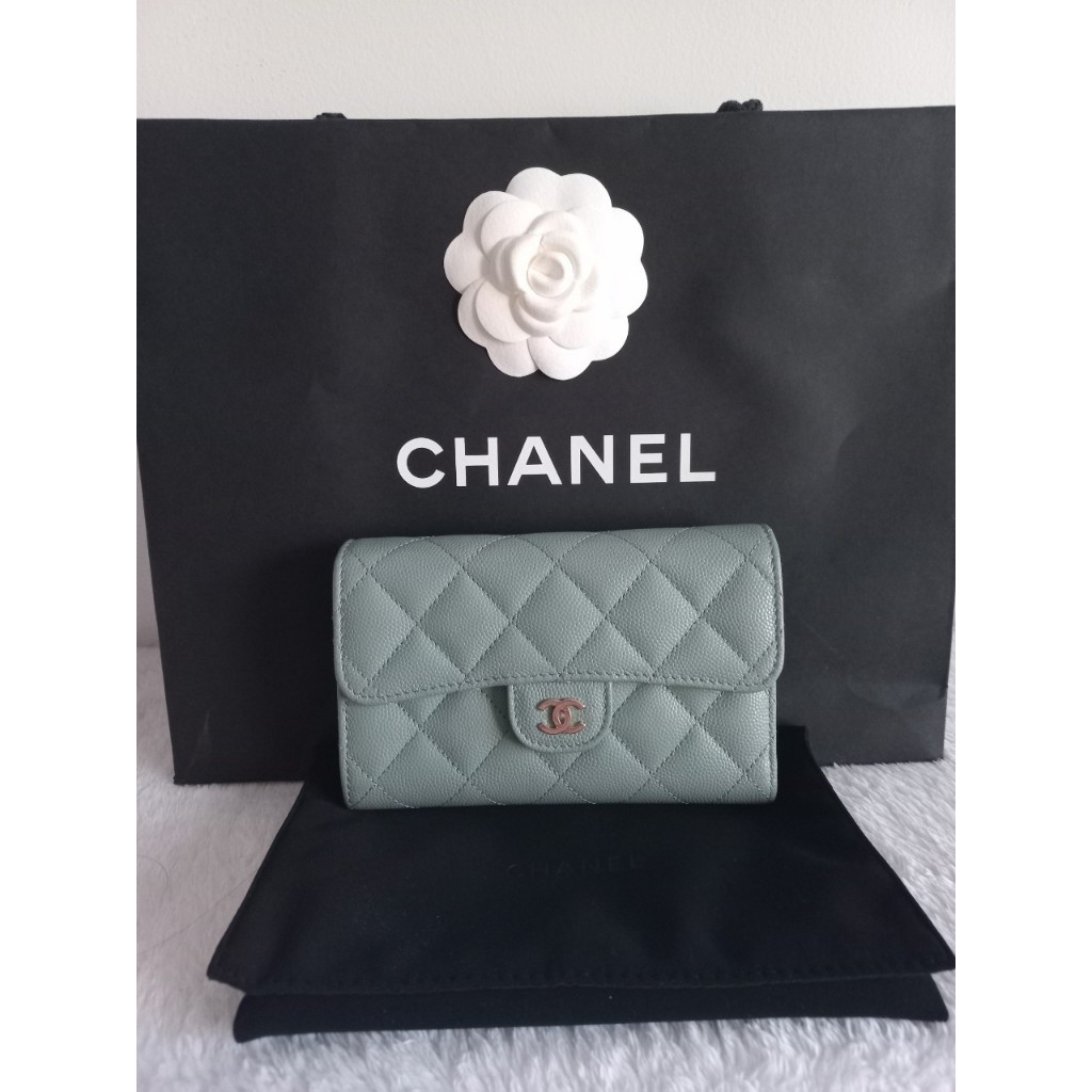 Chanel Classic Medium Flap wallet, Light Blue, GHW